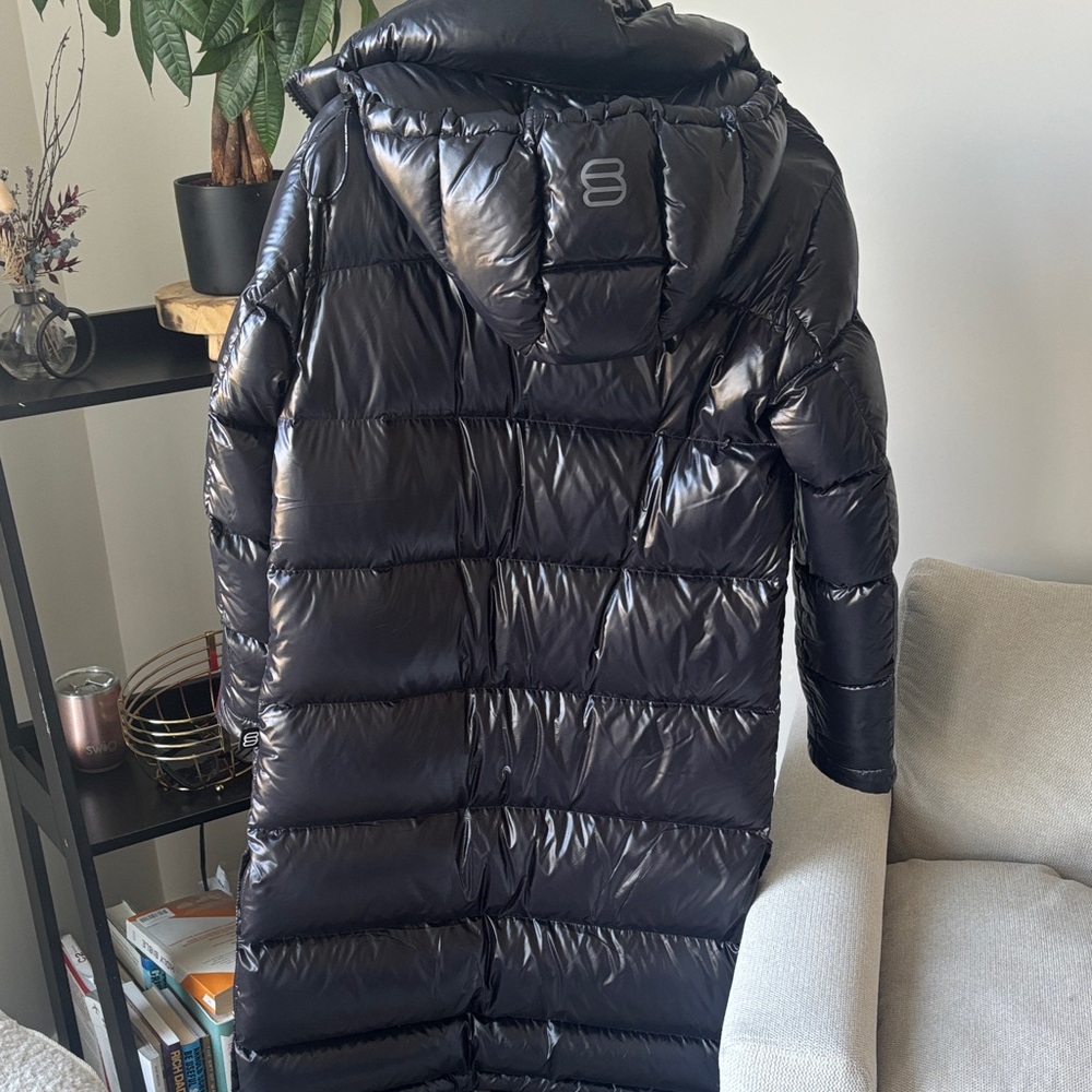 Aritzia Shiny Black Long Puffer Coat - Picture 3 of 3